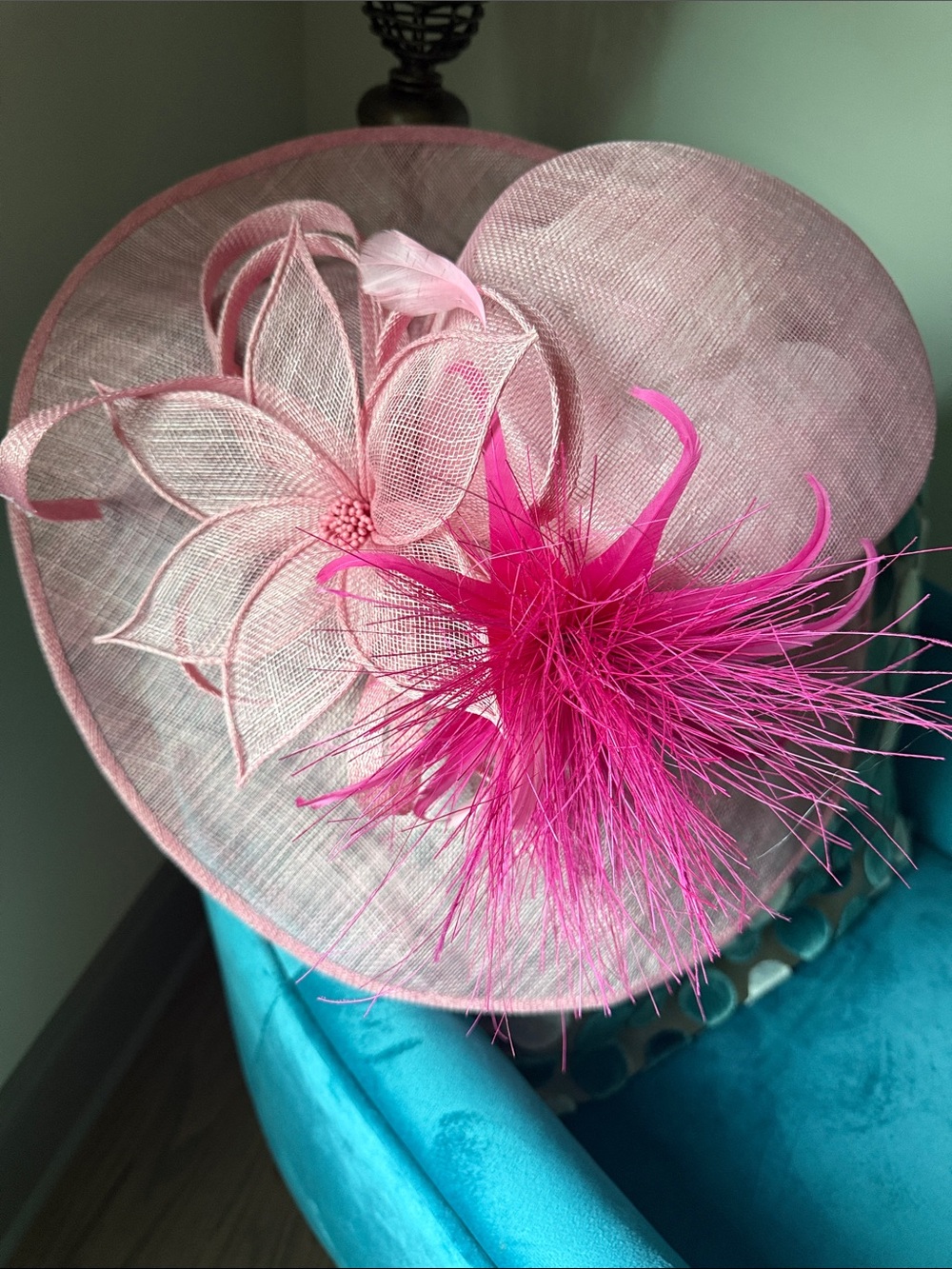 Elegant Pink Ladies Sinamay Flower Hat